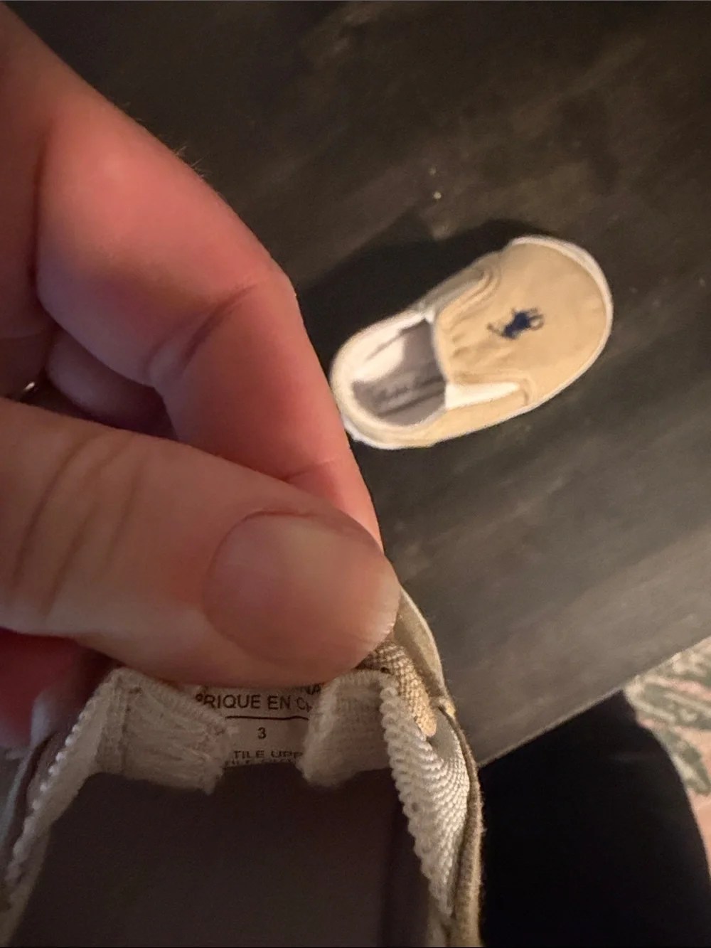 Polo Ralph Lauren Tan Blue Embroidered Pony Crib Shoes Size 3 Months